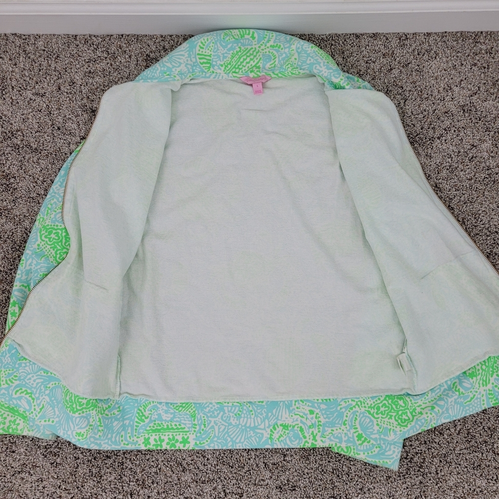 Lilly Pulitzer Leona Get Crackin Zip Up Sweatshirt Track Jacket Womens Small - Picture 4 of 9